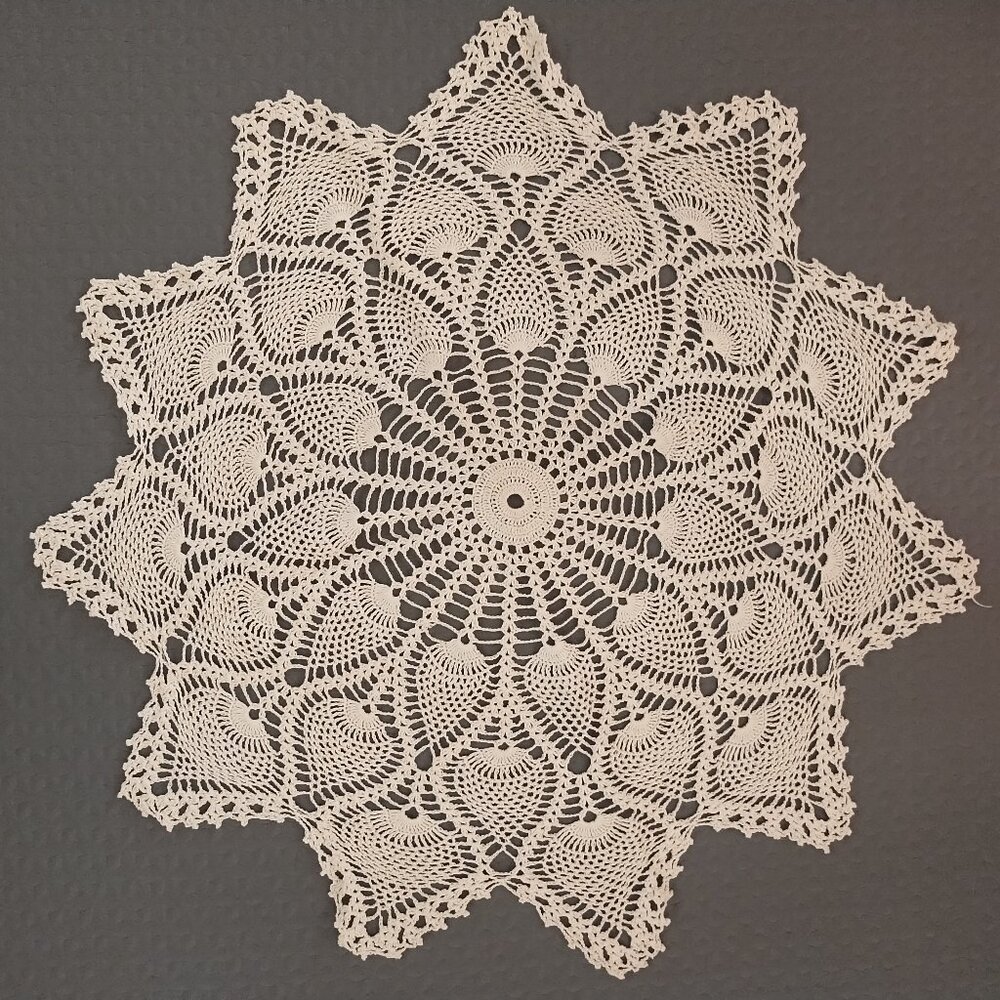 Vintage Handmade Crocheted Doily Table Topper Boho Shabby Chic
